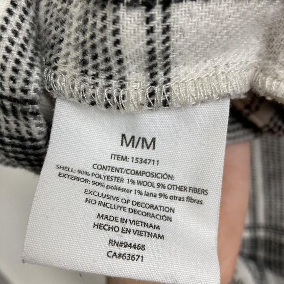 HFX Jacket Women's Medium White Black Plaid Button Up Flannel Shirt Shacket - Picture 14 of 15